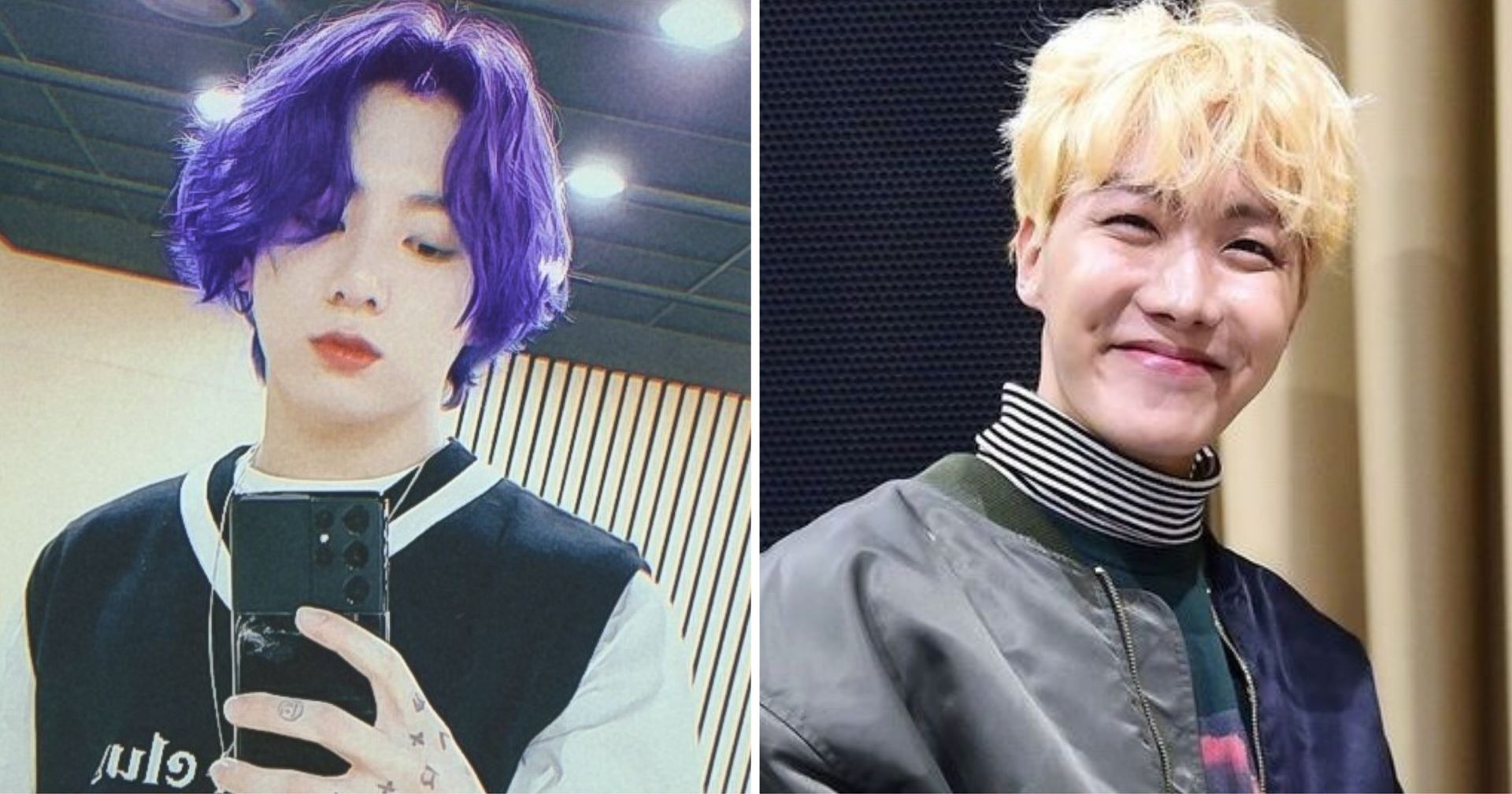 BTS's Jungkook Rocks New Purple Hairstyle While J-Hope Showcases Blonde ...