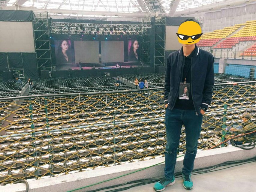 An excited fan took a picture to show how large the stadium was. 