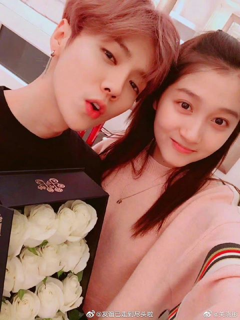 Luhan (left) and actress Guan Xiaotong (right)