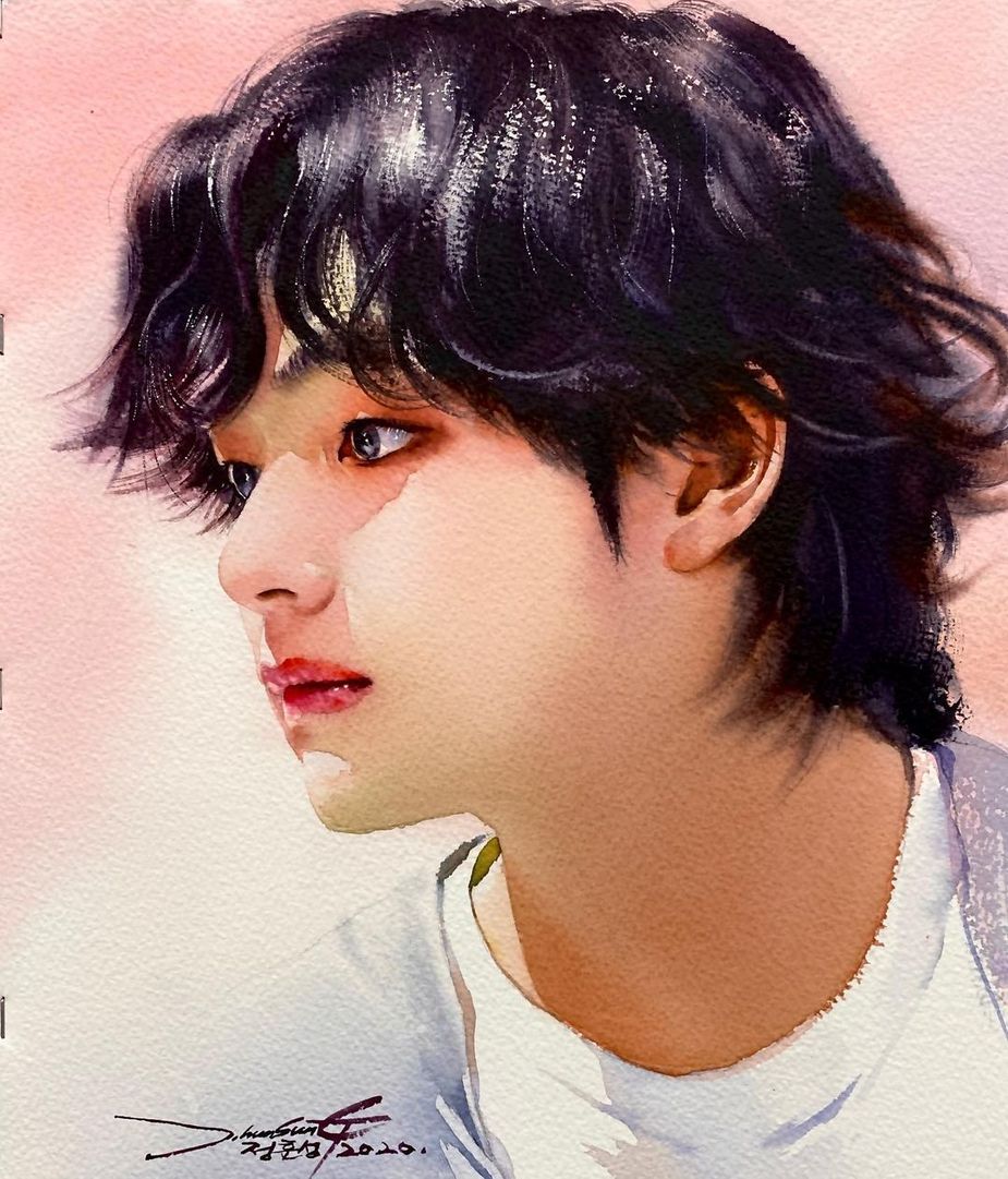 Artist Captures The Beauty Of BTS's V Through Watercolor Paintings ...