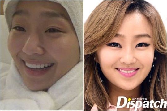 SISTAR's Hyorin: before and after make-up comparison.