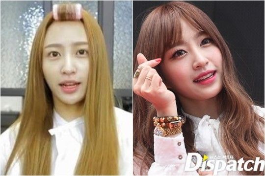 EXID's Hani: before and after make-up comparison.