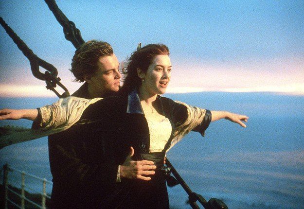 Leonardo Di Caprio and Kate Winslet from the movie, Titanic. 