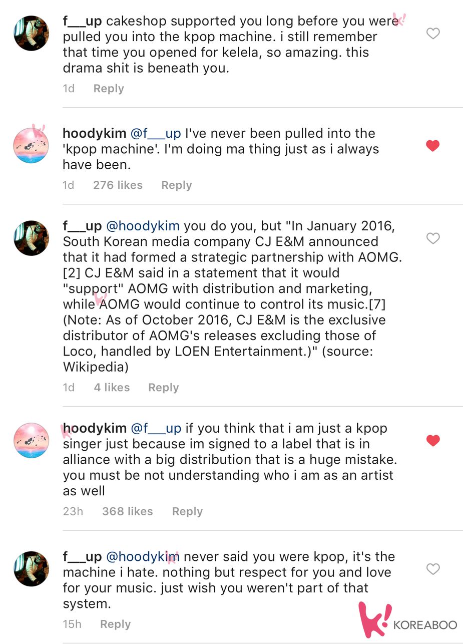 Hoody Kim shuts down a user on her Instagram for claiming she's sold out.