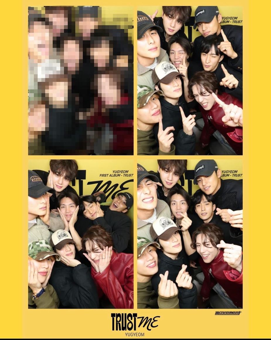 Yugyeom with Jaehyun, Johnny, Song Kang, Mingyu, BamBam, Jung Gunjoo, and DK
