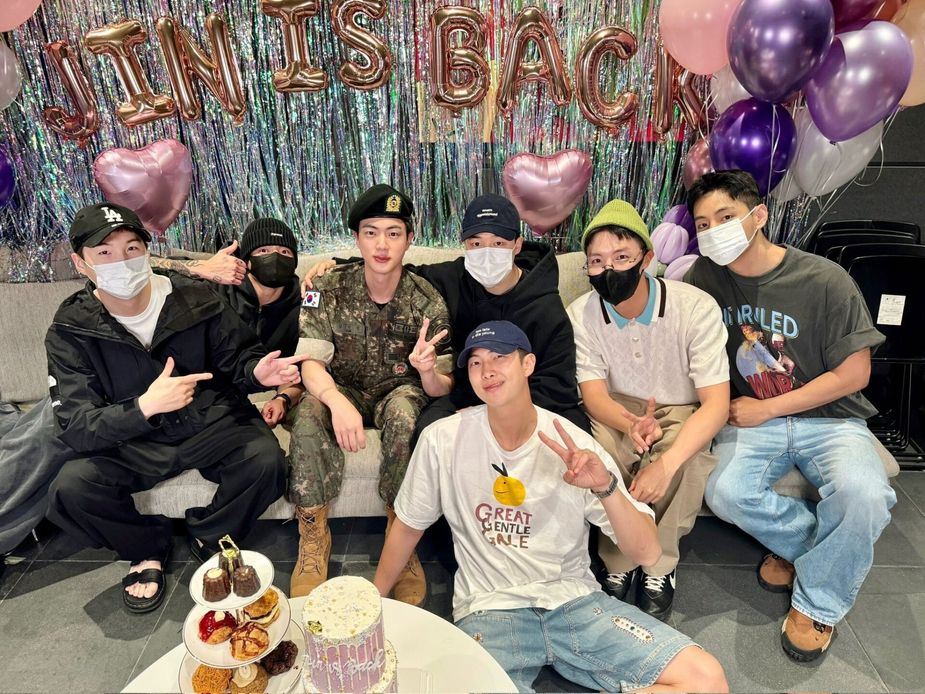 BTS reunite for Jin's discharge