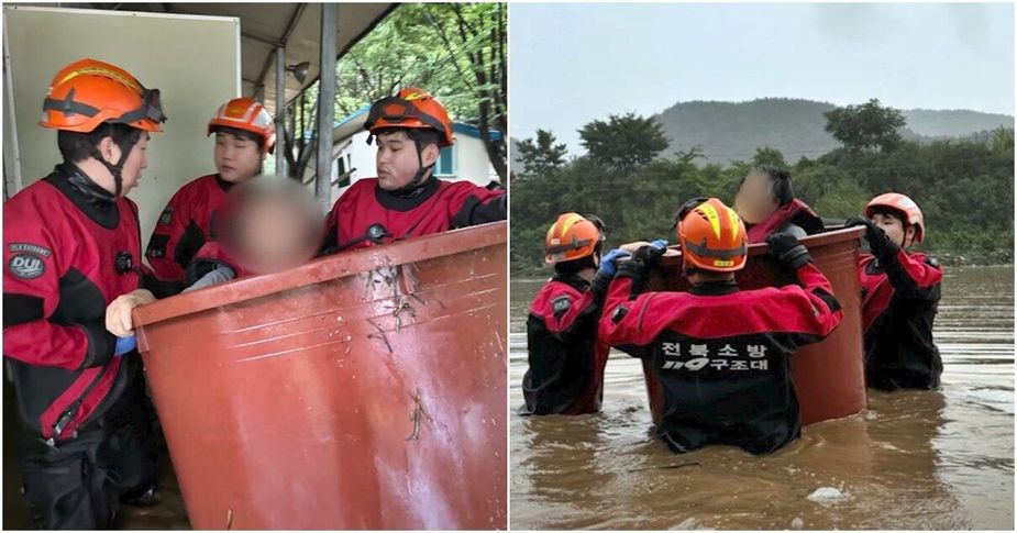 firefighters rescuing